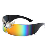 HW1011 - Futuristic Cyclops Wraparound Shield Translucent Crown Design Wholesale Sunglasses