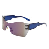 HW1010 - Futuristic Square Mirrored Flat Top Wrap Around Shield Wholesale Sunglasses