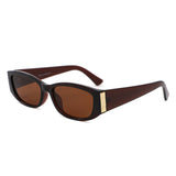 S1266 - Slim Narrow Rectangle Gold Accent Fashion Sunglasses - Iris Fashion