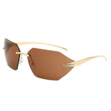 HJ2075 - Rimless Square Wrap Around Fashion Wholesale Sunglasses