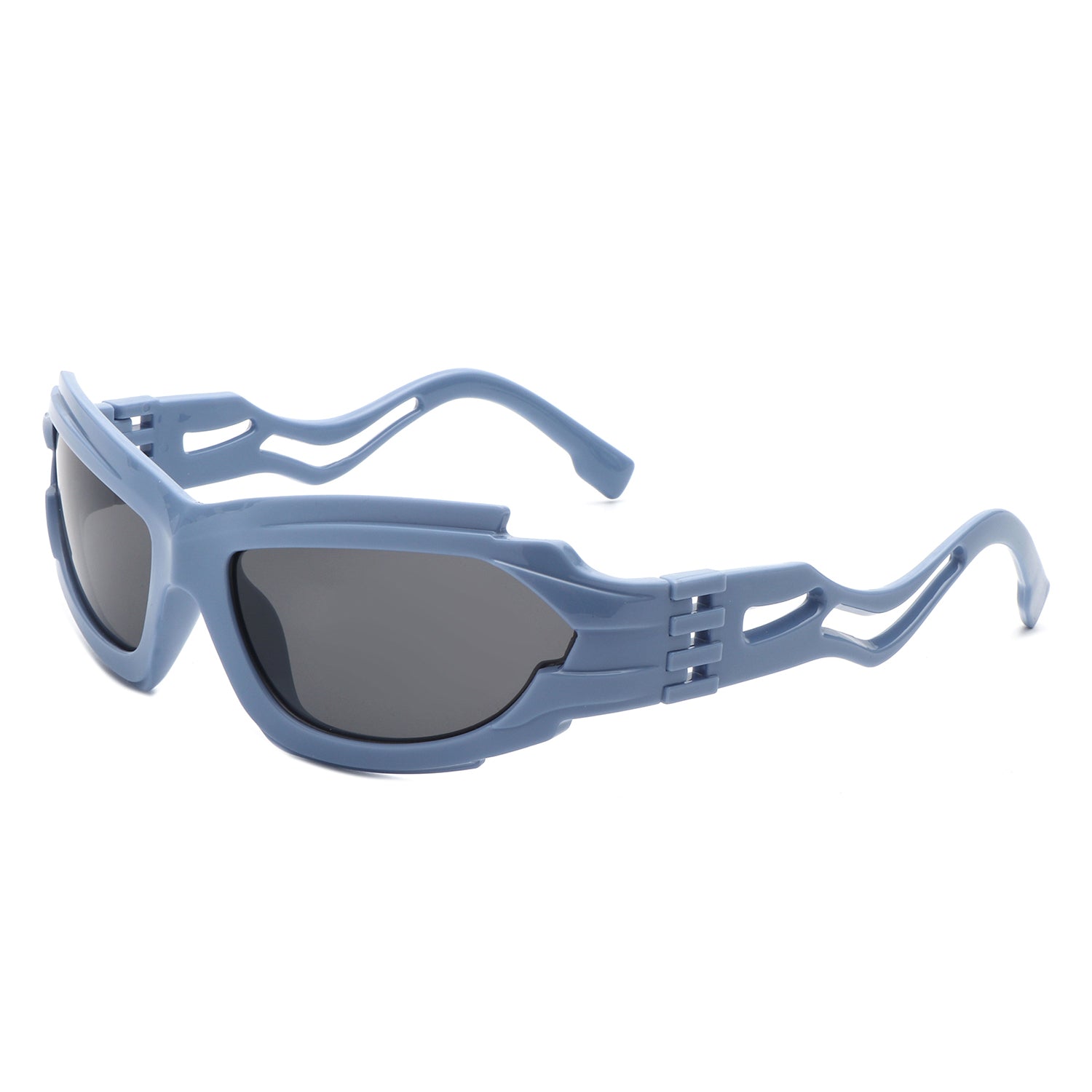 HS1236 - Geometric Rectangle Futuristic Wrap Around Wholesale Sunglasses