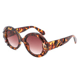 HS1314 - Women Round Sculpted Fashion Chunky Oval Wholesale Sunglasses