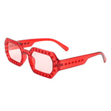 HS2154 - Square Retro Geometric Tinted Rhinestone Fashion Wholesale Sunglasses