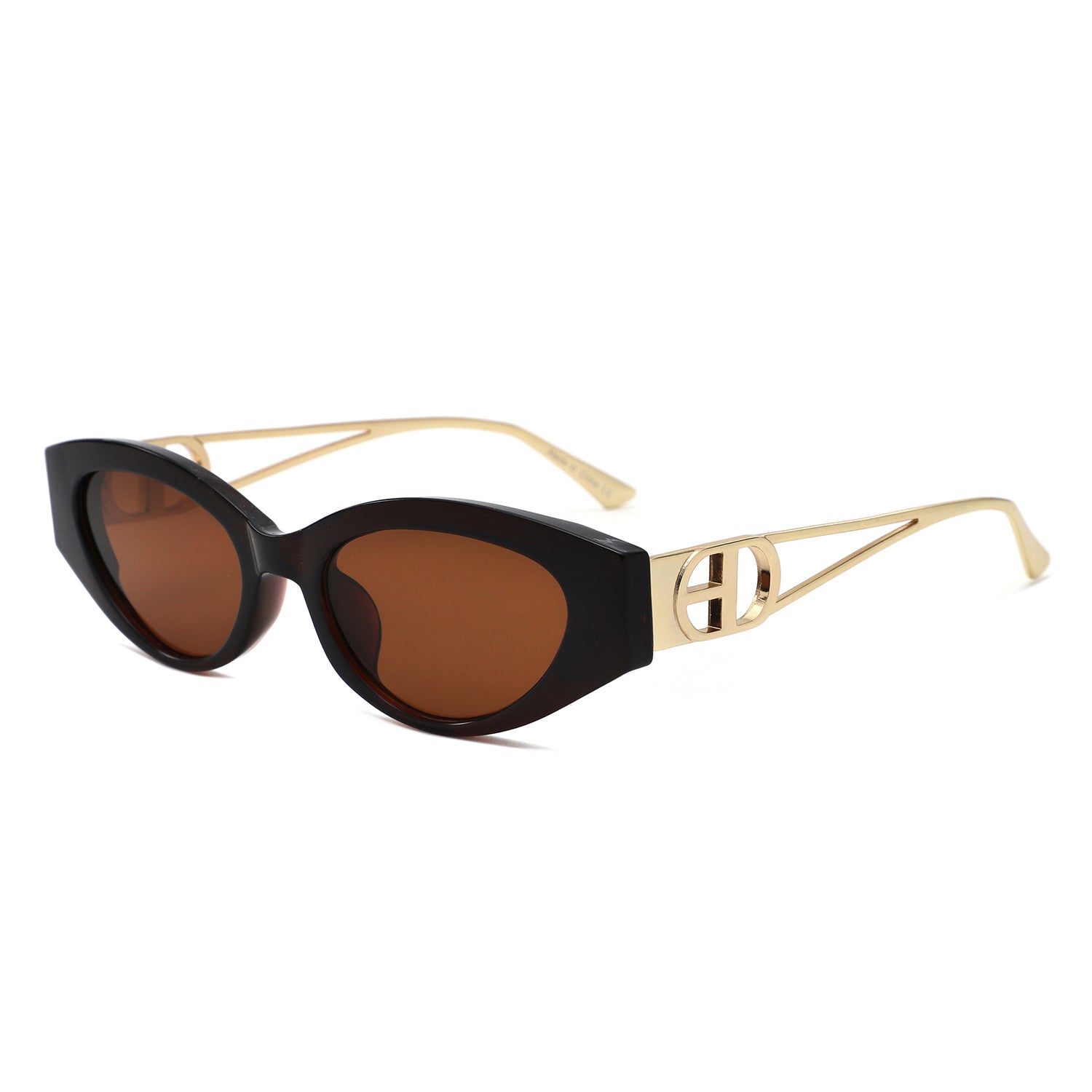 S2144 - Slim Cat Eye Gold Metal Fashion Women Sunglasses - Iris Fashion