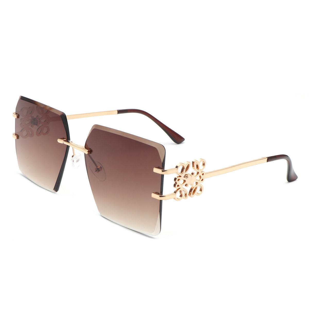 HW2057 - Women Rimless Square Luxury Fashion Wholesale Sunglasses