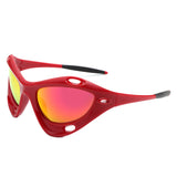 HS1241 - Geometric Wrap Around Chunky Square Sport Wholesale Sunglasses