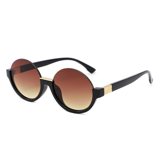 HS1422 - Women Semi-Rimless Fashion Round Sunglasses
