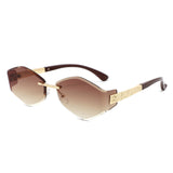 HJ2138 - Rimless Hexagonal Square Geometric Wholesale Sunglasses