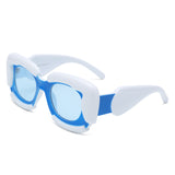 S2138 - Square Geometric Irregular Chunky Fashion Futuristic Wholesale Sunglasses