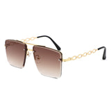HJ2079 - Rimless Flat-Top Chain-Link Fashion Wholesale Sunglasses