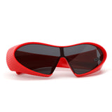 HS1308 - Wrap Around Shield Oversize Winged Bar Sleek Wholesale Sunglasses