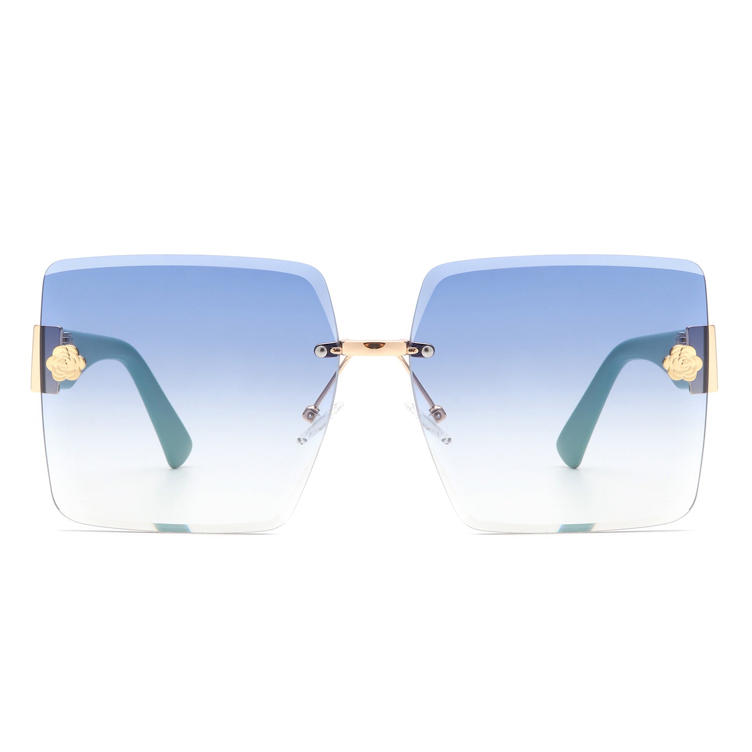 HW2058 - Rimless Square Flat Top Oversize Women Fashion Wholesale Sunglasses