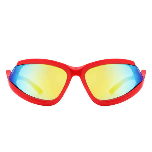 HS1327 - Geometric Wrap Around Sport Rectangle Wholesale Sunglasses