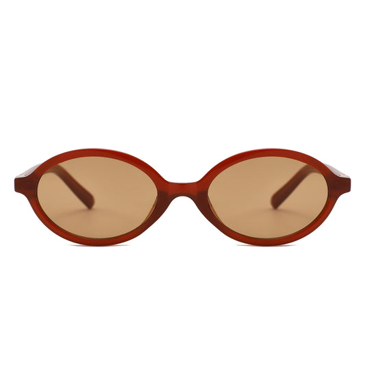 HS1420 - Retro Slim Oval Narrow Minimalist Sunglasses