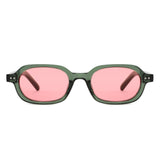 S1255 - Retro Oval Rectangle Chunky Frame Sunglasses - Iris Fashion