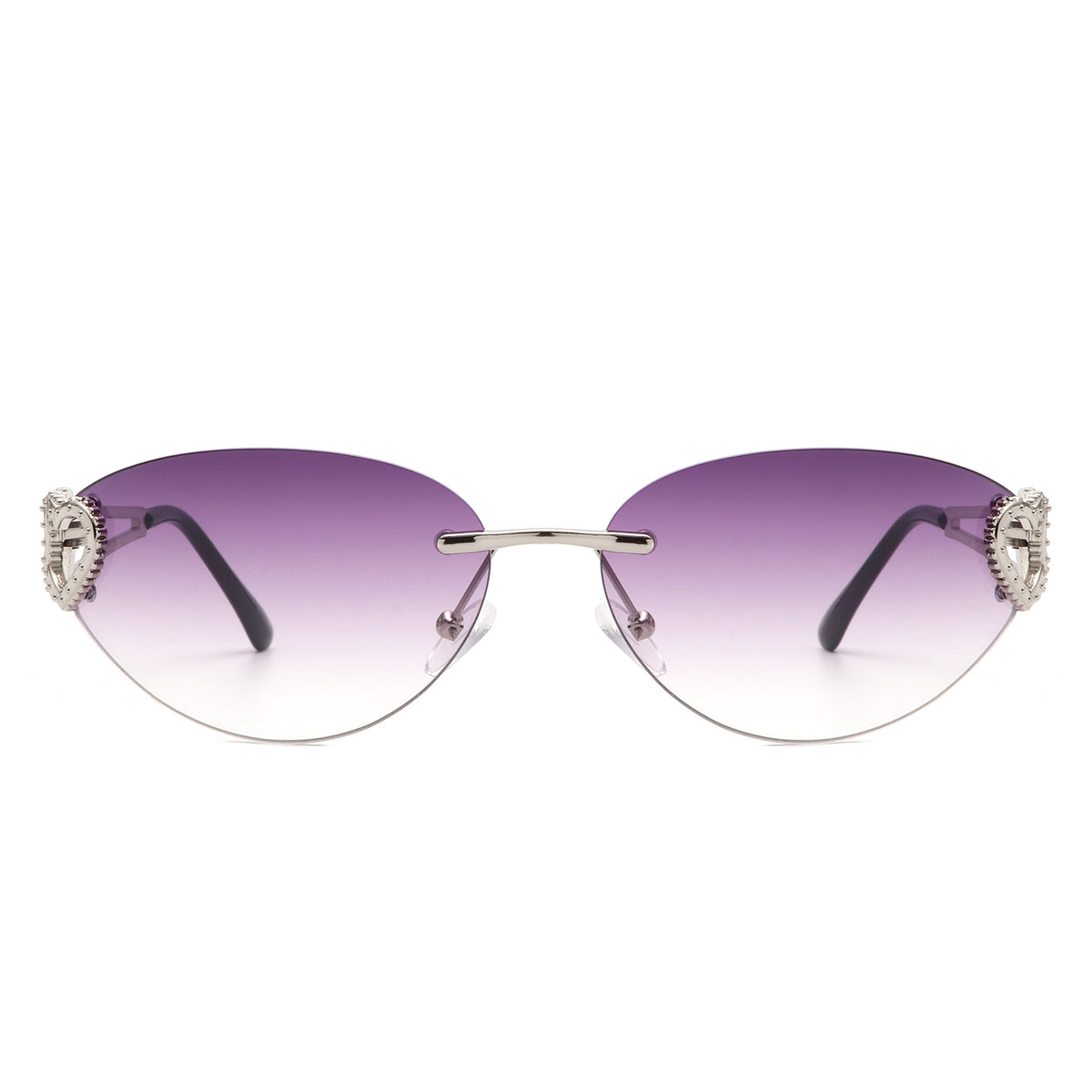 HW2056 - Women Chic Frameless Oval Fashion Heart Design Cat Eye Wholesale Sunglasses