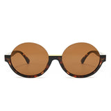 HS1422 - Women Semi-Rimless Fashion Round Sunglasses