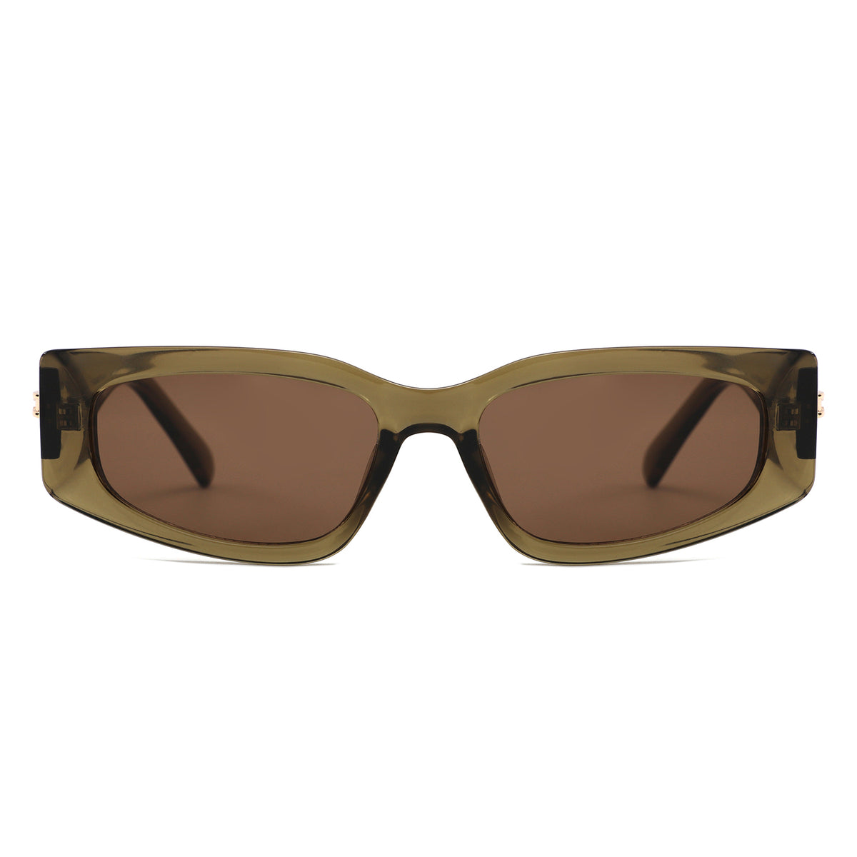 S1267 - Rectangle Wide Gold Accent Wrap Sunglasses - Iris Fashion