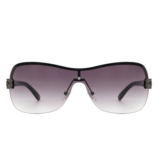 HW2042 - Oversize Square Rimless Flat Top Tinted Fashion Wholesale Sunglasses