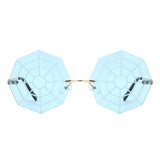 HW2062 - Geometric Round Spider Web Tinted Colored Wholesale Sunglasses