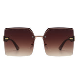 S2135 - Women Rimless Chic Fashion Square Tinted Wholesale Sunglasses