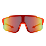 HY1024 - Sport Rimless Mirrored Shield Sunglasses