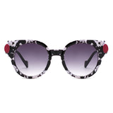 HS1393 - Bold Retro Round Gem-Accent Wholesale Sunglasses