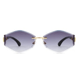 HJ2138 - Rimless Hexagonal Square Geometric Wholesale Sunglasses