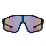 HY1023 - Oversized Sport Mirrored Shield Performance Sunglasses