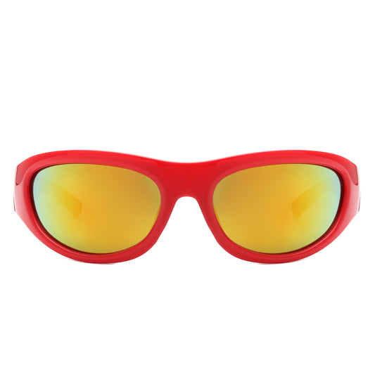 HS1260 - Rectangle Wrap Around Oval Sports Wholesale Sunglasses