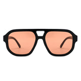 S1265 - Retro Aviator Double Bridge Square Sunglasses - Iris Fashion