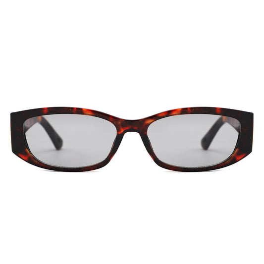 S1266 - Slim Narrow Rectangle Gold Accent Fashion Sunglasses