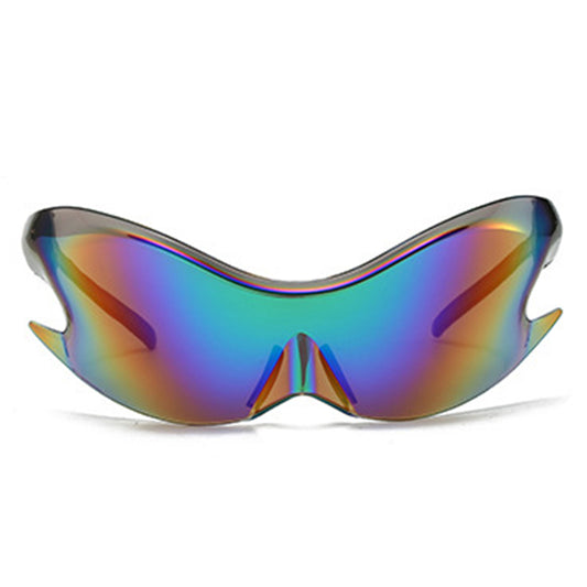 HW2053 - Futuristic Mirrored Sleek Wrap Around Wholesale Sports Sunglasses