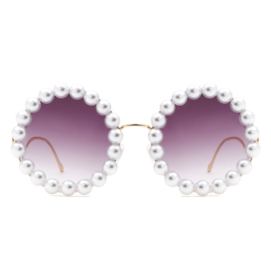 HJ2086 - Round Fashion Pearl Luxury Wavy Frame Women Wholesale Sunglasses