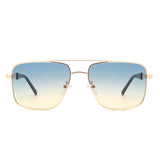 J2037 - Square Flat Top Tinted Brow-Bar Fashion Wholesale Sunglasses