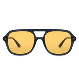 HS1426 - Square Brow-Bar Fashion Aviator Sunglasses