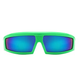HS1222 - Rectangle Y2K Futuristic Sports Flat Top Wrap Around Wholesale Sunglasses