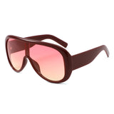 HS1435 - Oversized Wrap Aviator Style Shield Sunglasses