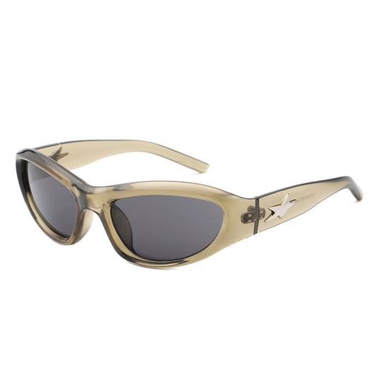 HS1328 - Rectangle Sport Wrap Around Star Design Wholesale Sunglasses