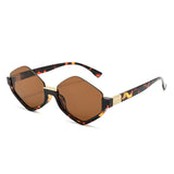 HS1421 - Geometric Semi-Rimless Polygon Sunglasses