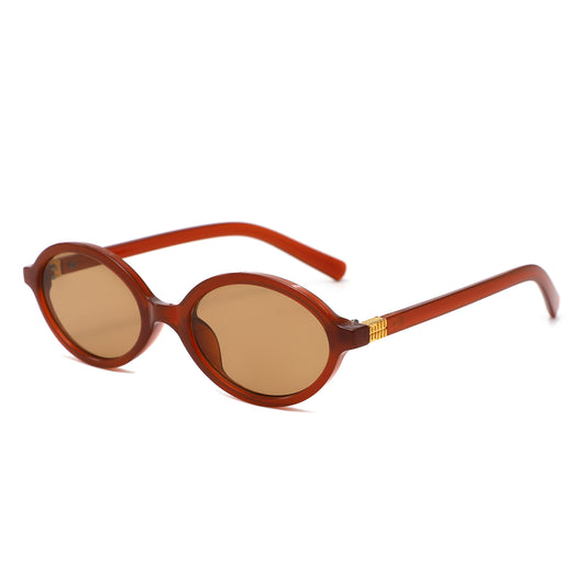 HS1420 - Retro Slim Oval Narrow Minimalist Sunglasses