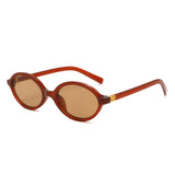 HS1420 - Retro Slim Oval Narrow Minimalist Sunglasses