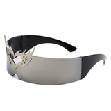 HW1011 - Futuristic Cyclops Wraparound Shield Translucent Crown Design Wholesale Sunglasses