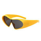 HS1308 - Wrap Around Shield Oversize Winged Bar Sleek Wholesale Sunglasses