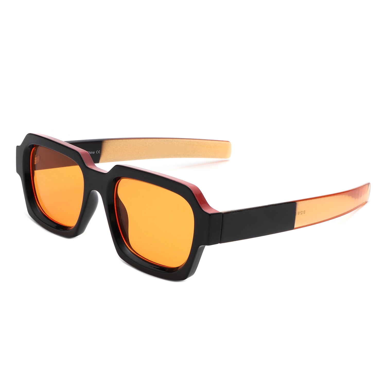 S1219 - Retro Square Tinted Flat Top Two-Tone Fashion Wholesale Sunglasses