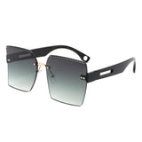 HJ2072 - Oversize Rimless Square Curved Lens Fashion Wholesale Sunglasses