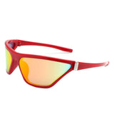 HS2148 - Square Fashion Mirrored Wrap Around Wholesale Sport Sunglasses