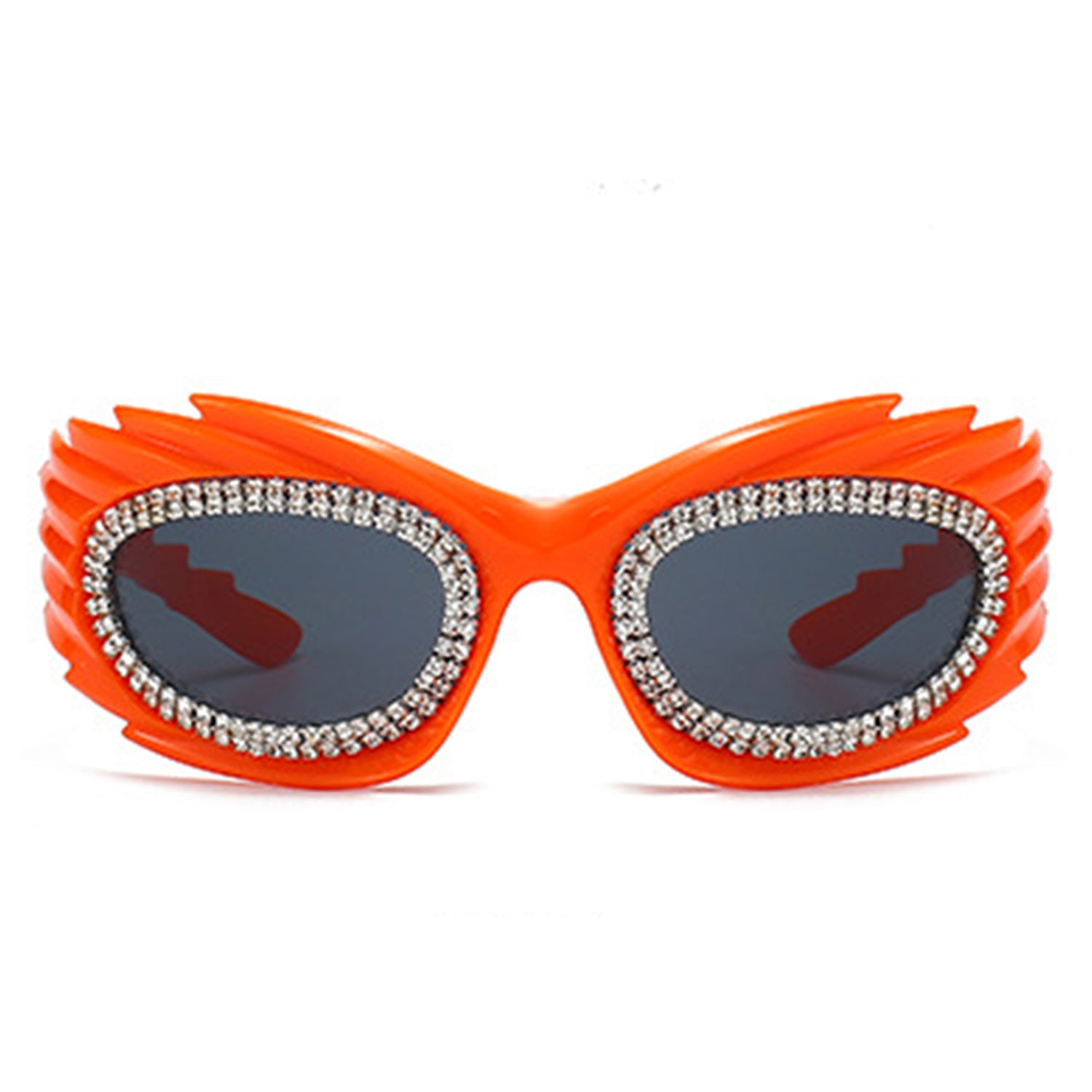 HS2136-3 - Oval Wrap Around Spike Glitter Fashion Women Wholesale Sunglasses