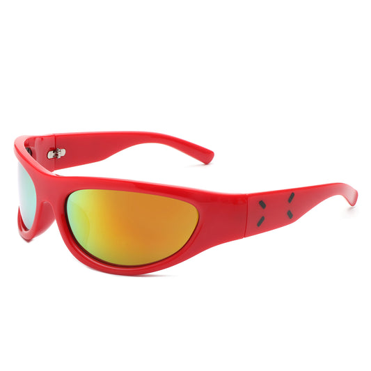 HS1260 - Rectangle Wrap Around Oval Sports Wholesale Sunglasses