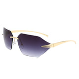 HJ2075 - Rimless Square Wrap Around Fashion Wholesale Sunglasses